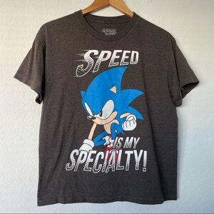 Sonic the Hedgehog Sega Gray T-shirt Youth Boys Size Large‎